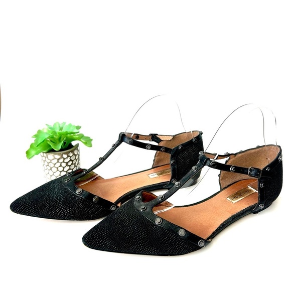 Halogen 'Olson' Pointed Toe Studded T-Strap Flats Size 8.5 - Picture 2 of 8